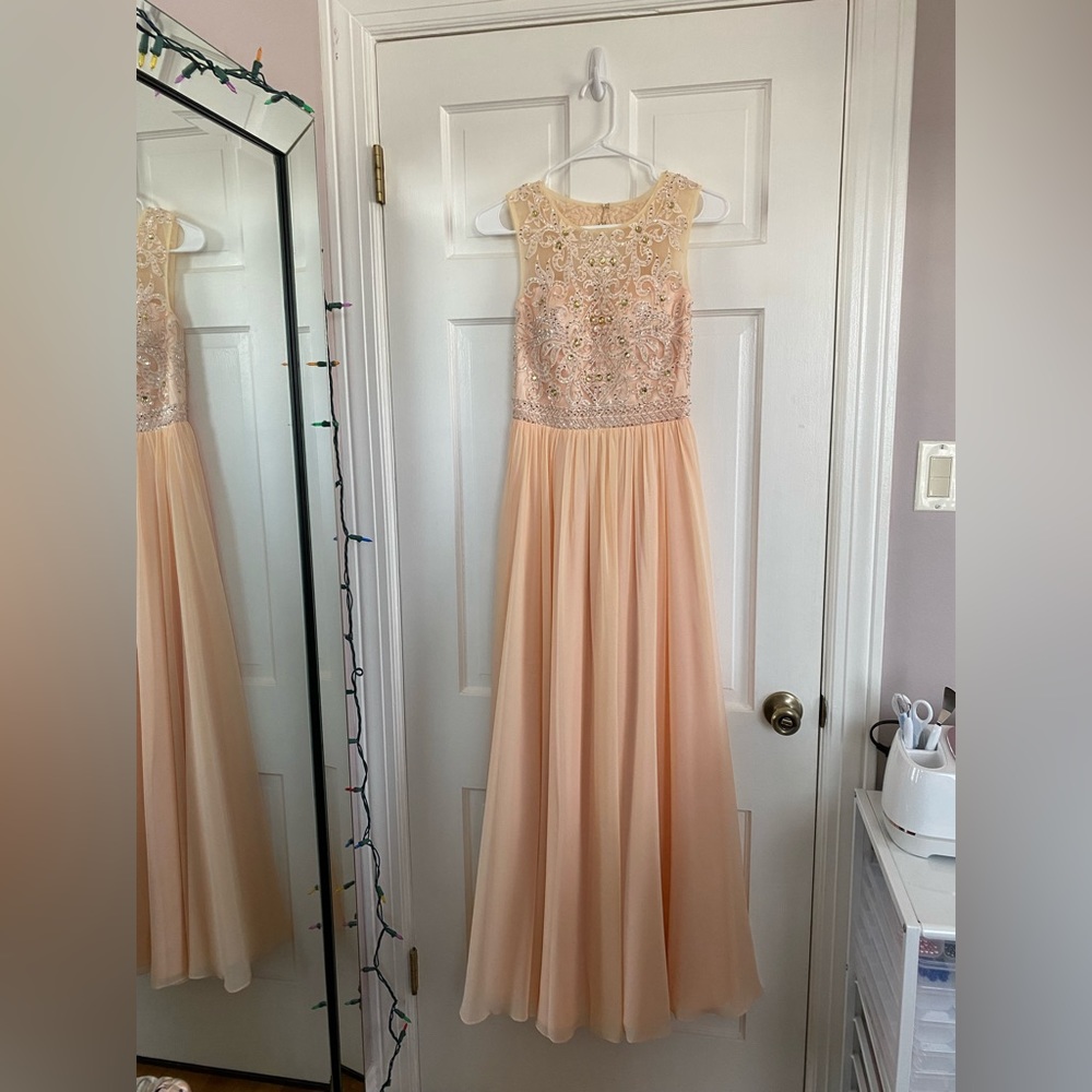 Peach Prom Dress with Rhinestones